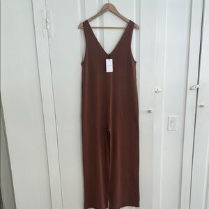 NakedCashmere Brown Jumpsuit V-Neck Relaxed Fit
